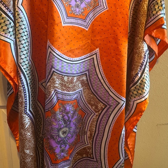 EY Signature Especially Your Orange Colorful Cafton Poncho Muumuu One Size - Picture 12 of 15